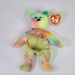 Ty Beanie Baby PEACE Tye-Dyed Bear 8.5" NEW Stuffed Animal Toy Collectible Plush